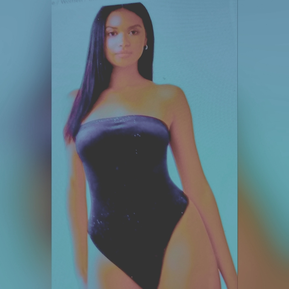 Forever 21,velvet like, thong, tube top bodysuit